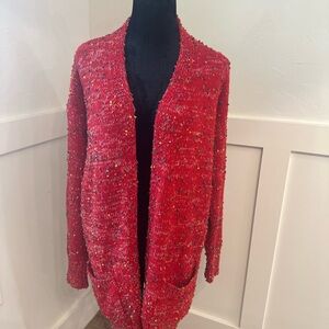 Chic Red Knit‎ Cardigan